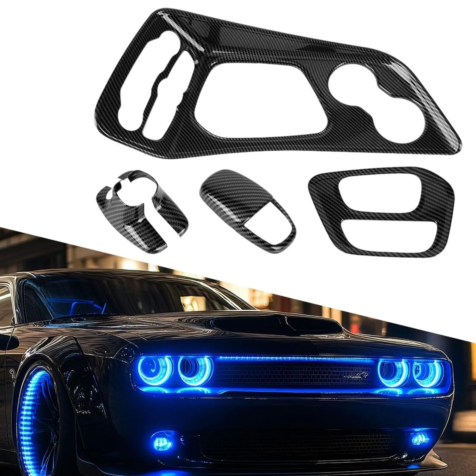 

5x Center Console Trim Gear Shifter Panel Cover for Dodge Challenger