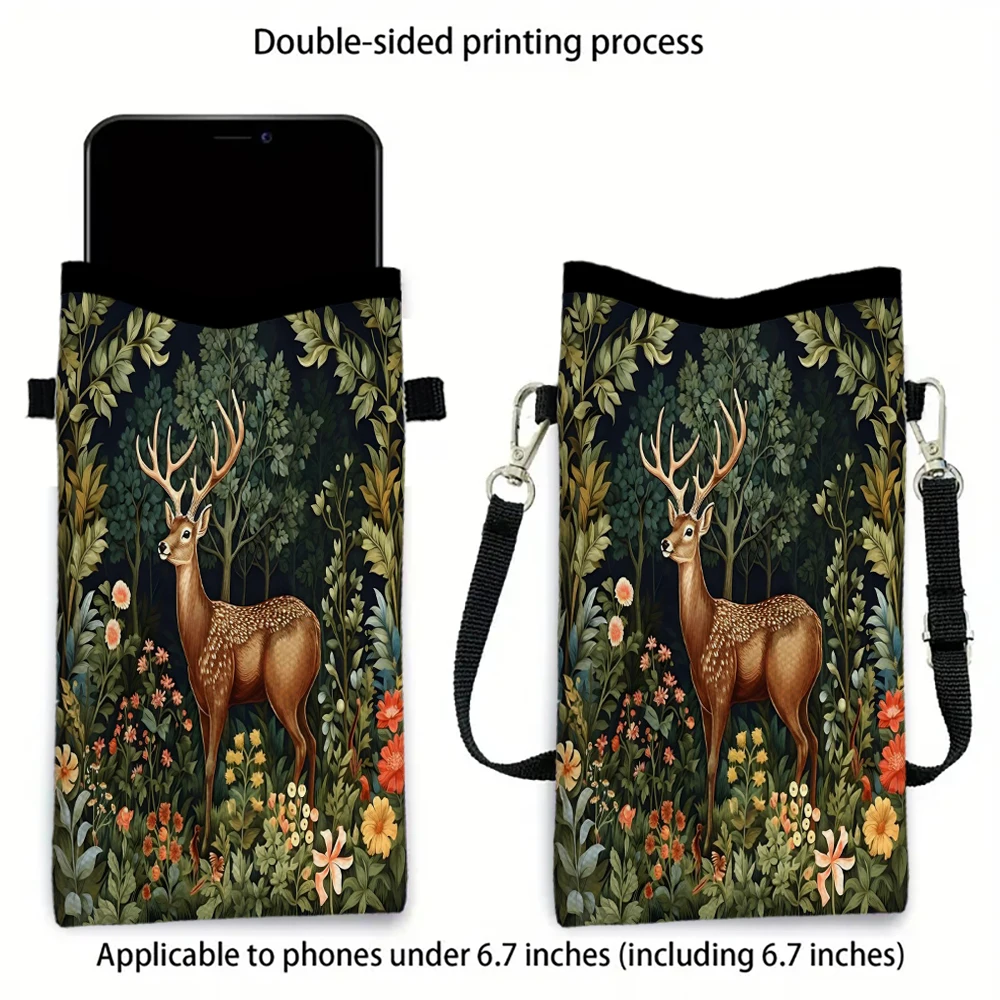 

Винтажная модная сумка для мобильного телефона Forest Deer William Morris, многофункциональная сумка через плечо для телефона с регулируемым ремнем, сумка через плечо5.27