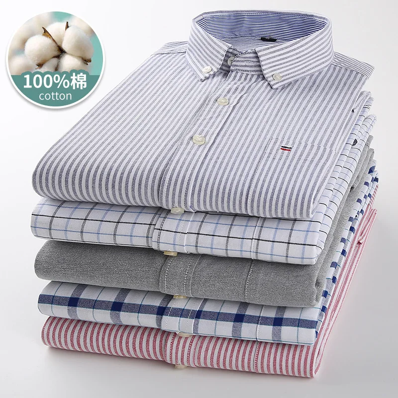 เสื้อผ้าลำลองเสื้อธุรกิจแขนยาวผ้าอ๊อกฟอร์ดเสื้อเชิ้ตผู้ชายใหม่ผ้าคอตตอน7XL 100% แฟชั่นระบายอากาศได้ไซส์ใหญ่เข้ารูปคุณภาพสูง