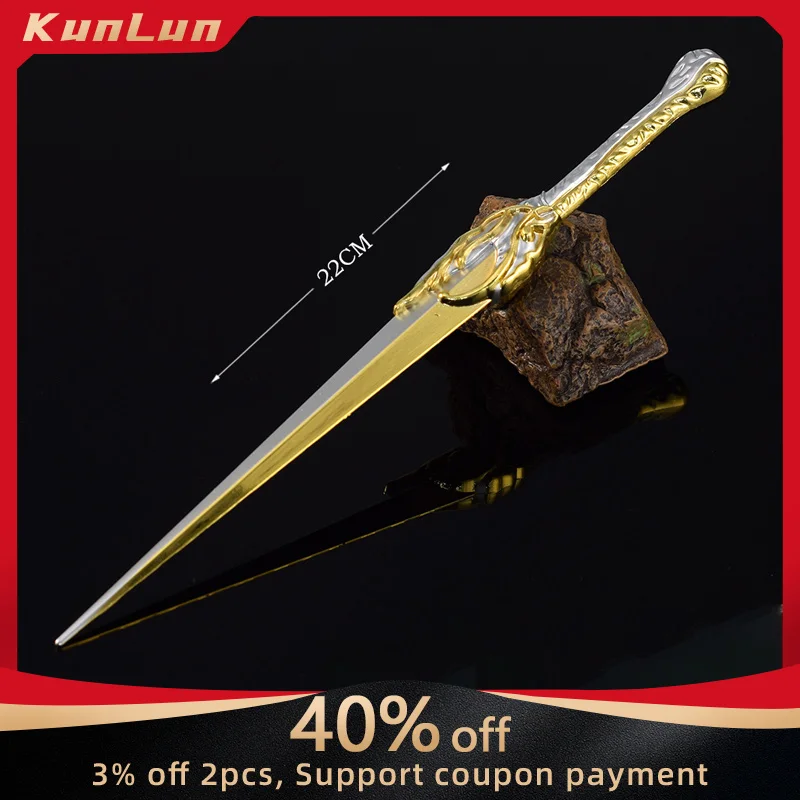 Ring and King Weapon 22cm Elven Swordsman Metal Model Desk Ornaments Film Peripherals Medieval Sword Steel Katana Toys Gifts