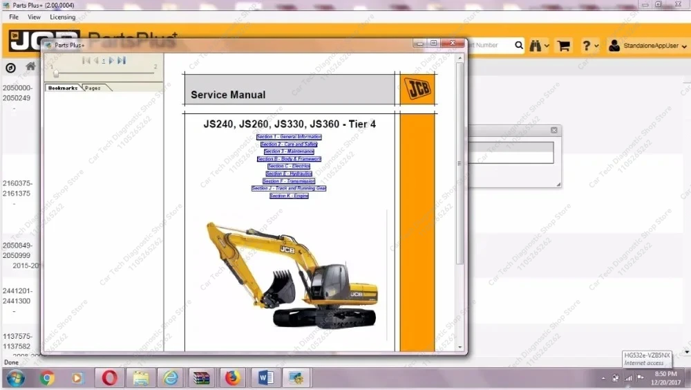 For JCB SPP Spare Parts Plus+ 2.00 [2017]+Service Manual+unlocked keygen for unlimited install on many pcs