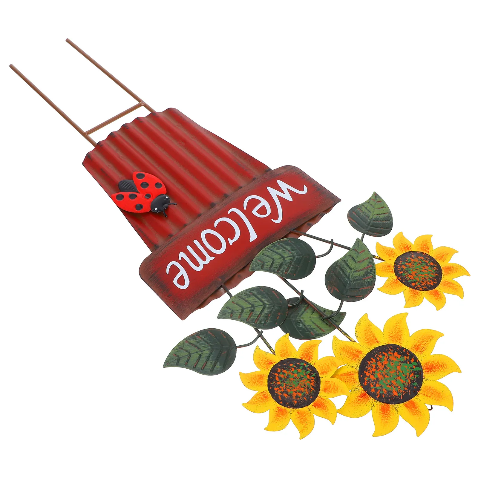 Iron Flower Pot Insert Yard Art Garden Stake Decor Metal Outdoor Lawn Ornament Flowerpot Insert Decoration Yard Art