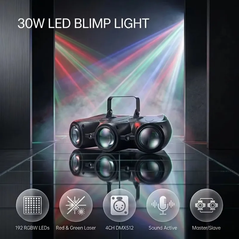 192LED Balloon Light Voice-activated DJ Disco Party Light with Red and Green Laser Projector for Home Bar Club Bar Decoration