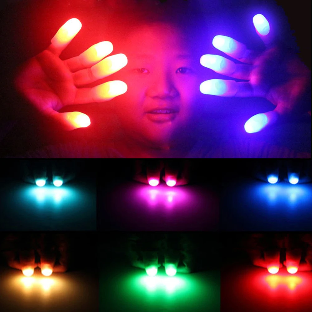 Blue Light Led Flashing Fingers Halloween Party Toys Magic Thumbs Light Toys for Adult Magic Trick Props for Children