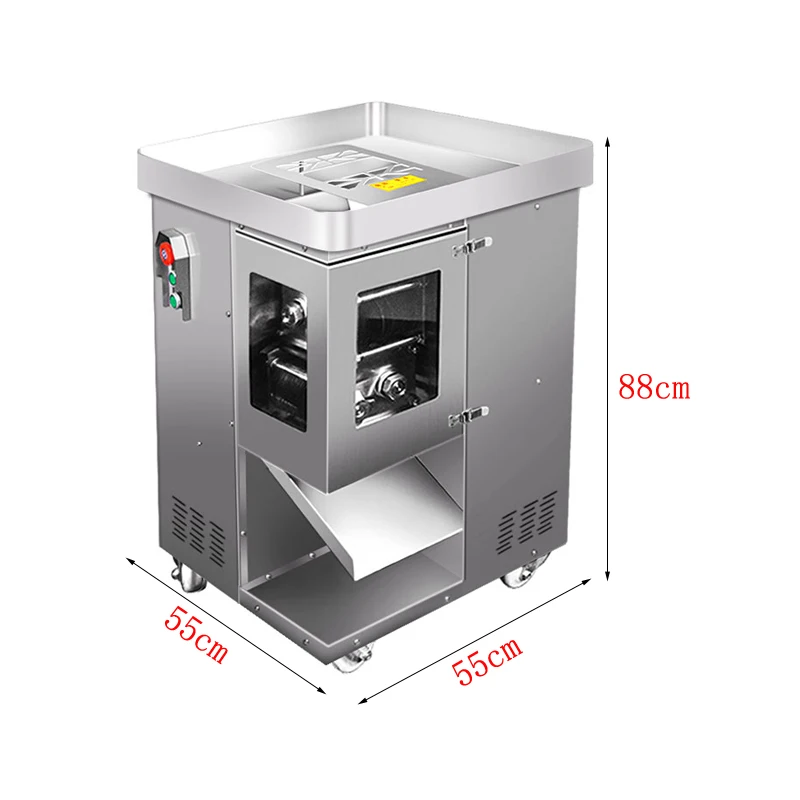 Affettatrice commerciale per carne in acciaio inossidabile, trituratrice per cubetti, taglio flky, taglierina elettrica 220V