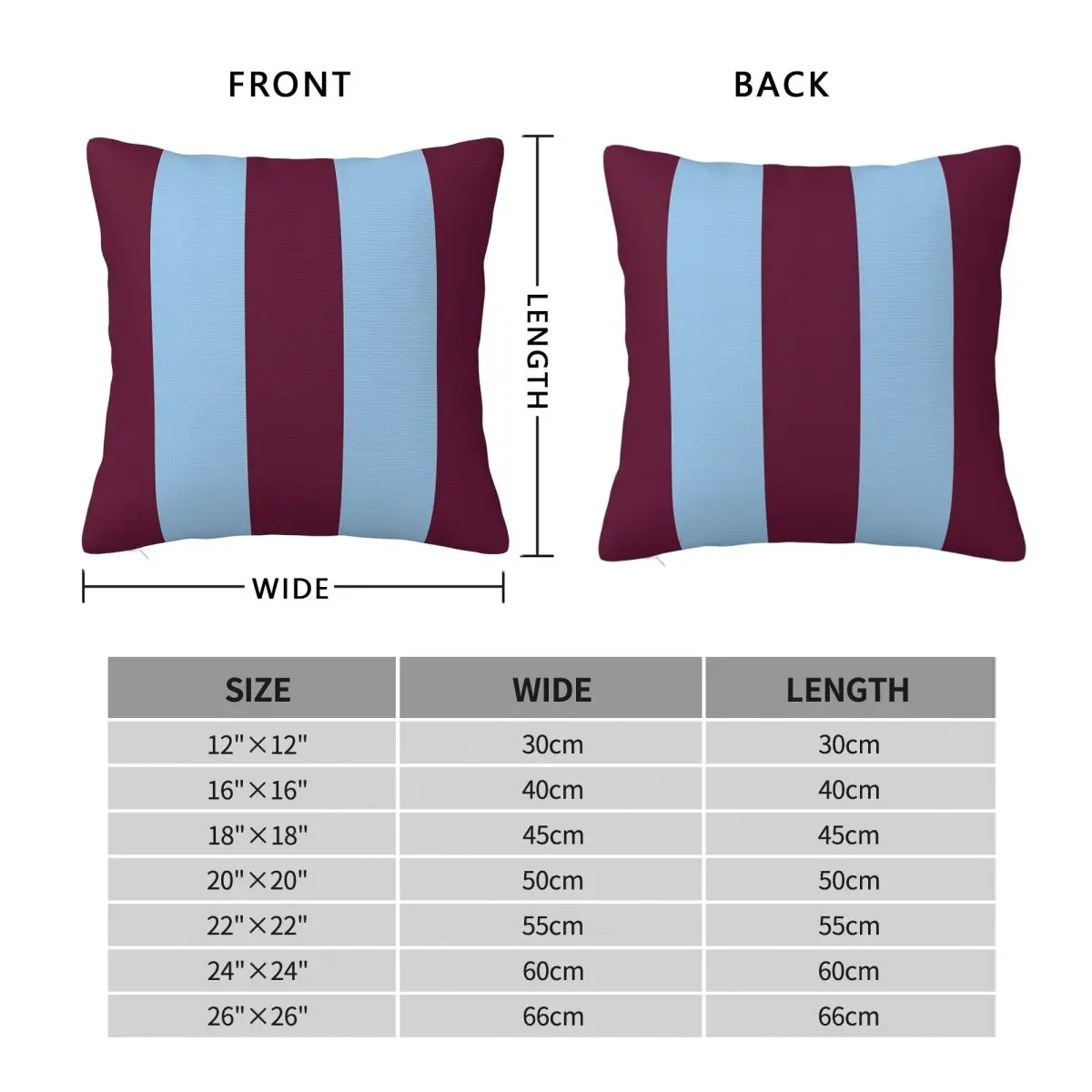 Claret And Blue Striped Pillowcase Polyester Linen Velvet Creative Zip Decor Home Cushion Case 45x45