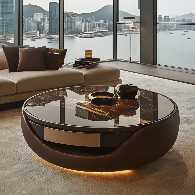 Classic Brown Living Room Coffee Tables Round Low Nordic Coffee Tables Small Modern Designer Mesa De Centro Sala Furniture Home
