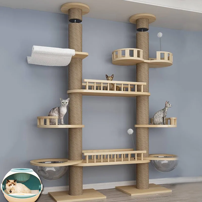 

Manufacturer Wholesale Wooden Sisal Climbing Scratcher Cat Tree Tower Large