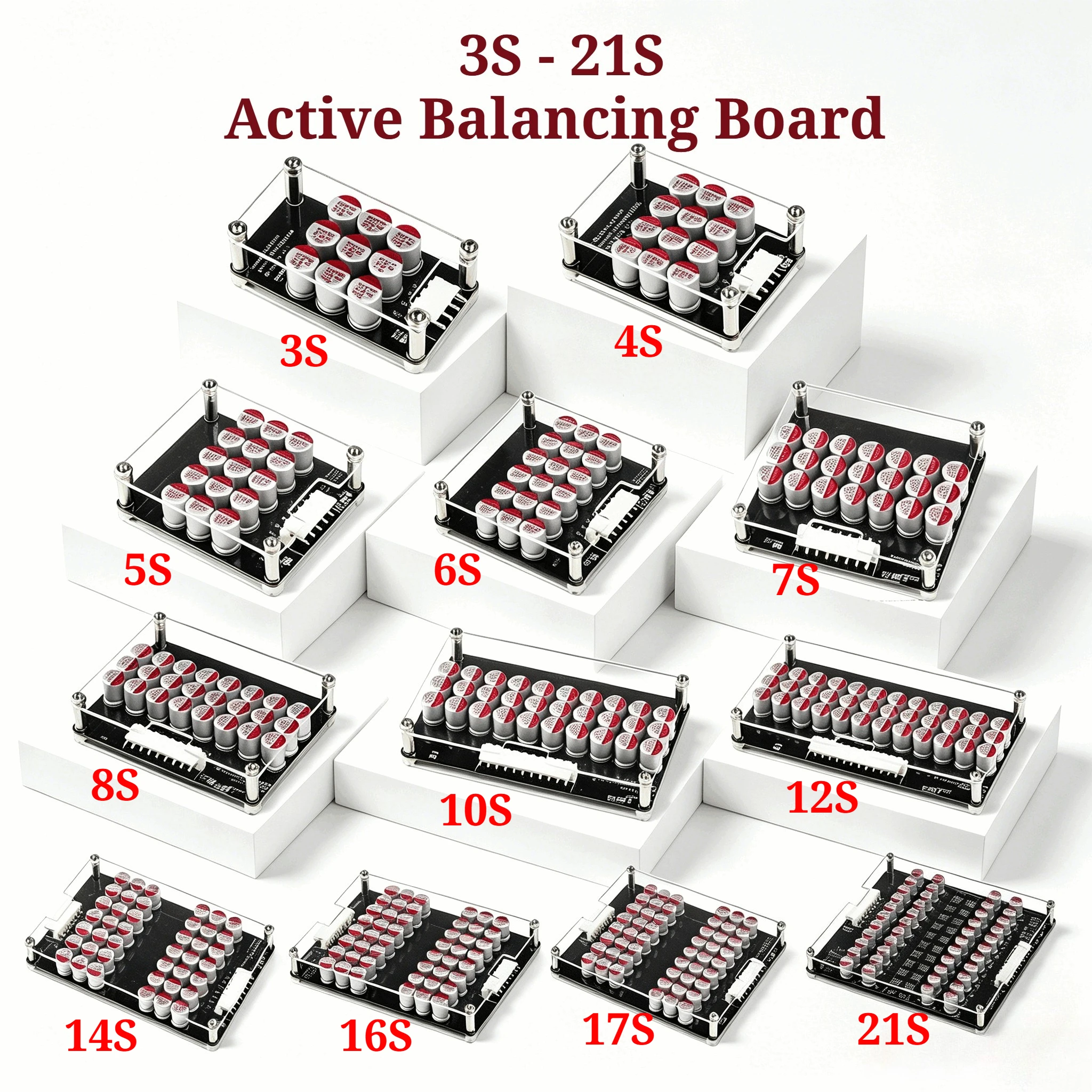 3S–21S 5A Capacitive Active Battery Balancer with Acrylic Housing Suitable for LiFePO4 Lithium-Ion LTO Batteries Balance Module