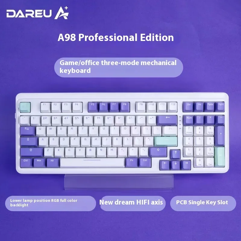 

Dareu A98 Mechanical Keyboard 98% Layout Tri Mode Gasket Hotswap Professional Edition Wireless Gaming Keyboard PC Game Accessory