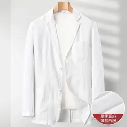 1-G3  Linen Suit Spring and Summer Linen Loose Plus Size Plus Size Suit Men's Casual Linen Single West Linen Jacket