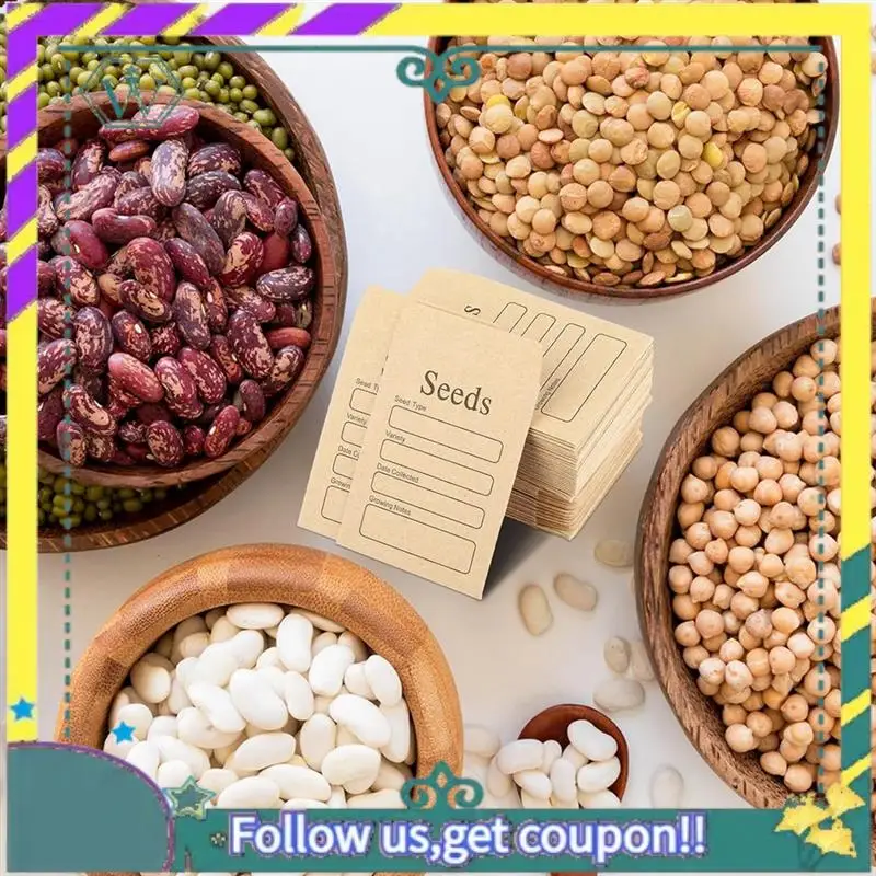 

NEW 100 Pcs Envelopes 3.54 X 2.36 Inch Brown Kraft Paper Seed Packets Envelopes Resealable Self Sealing Seed Packets