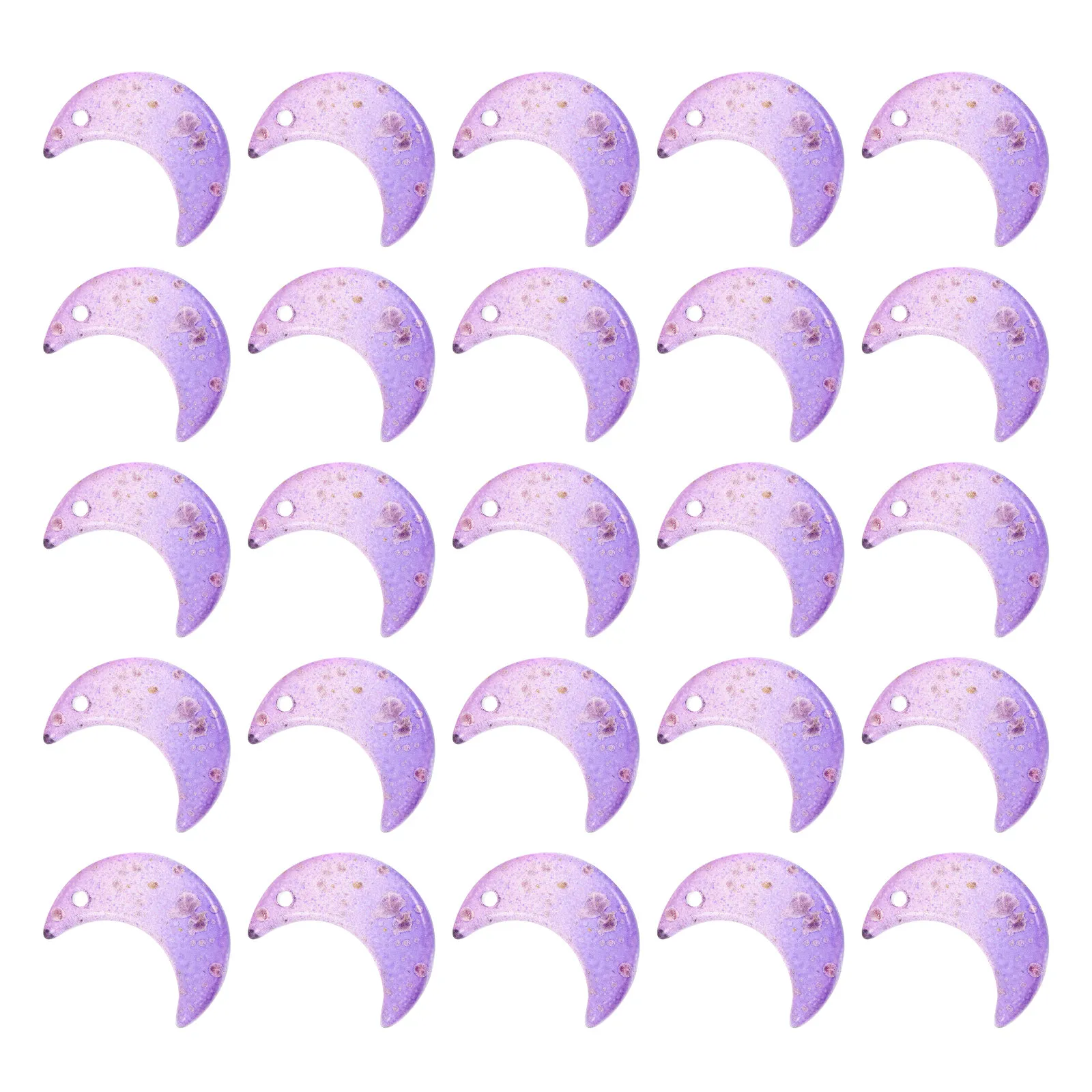 50Pcs Moon Charms Jewelry Making Gold Powder Pendants DIY for Necklace Bracelet Earring Decorative Accessories