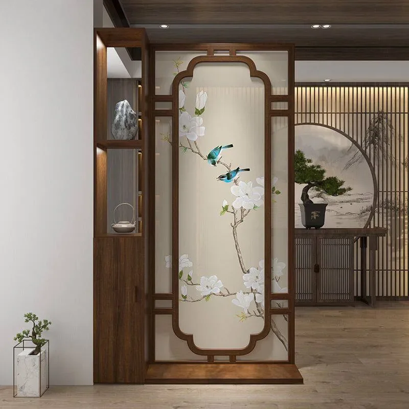 for 2025 New Chinese Style Solid Wood Entrance Partition Screen Living Room Entry Shelter Shelf Foyer Feng Shui Grille