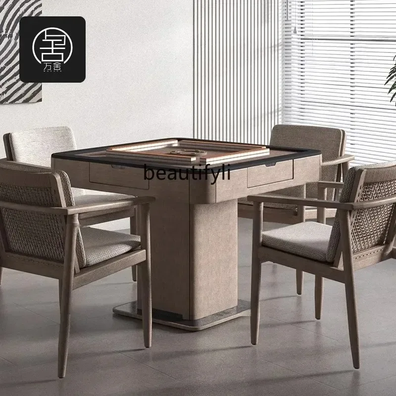 

cn8350 ssSolid mahjong table mute new Chinese mahjong machine automatic household dining table integrated multi-function