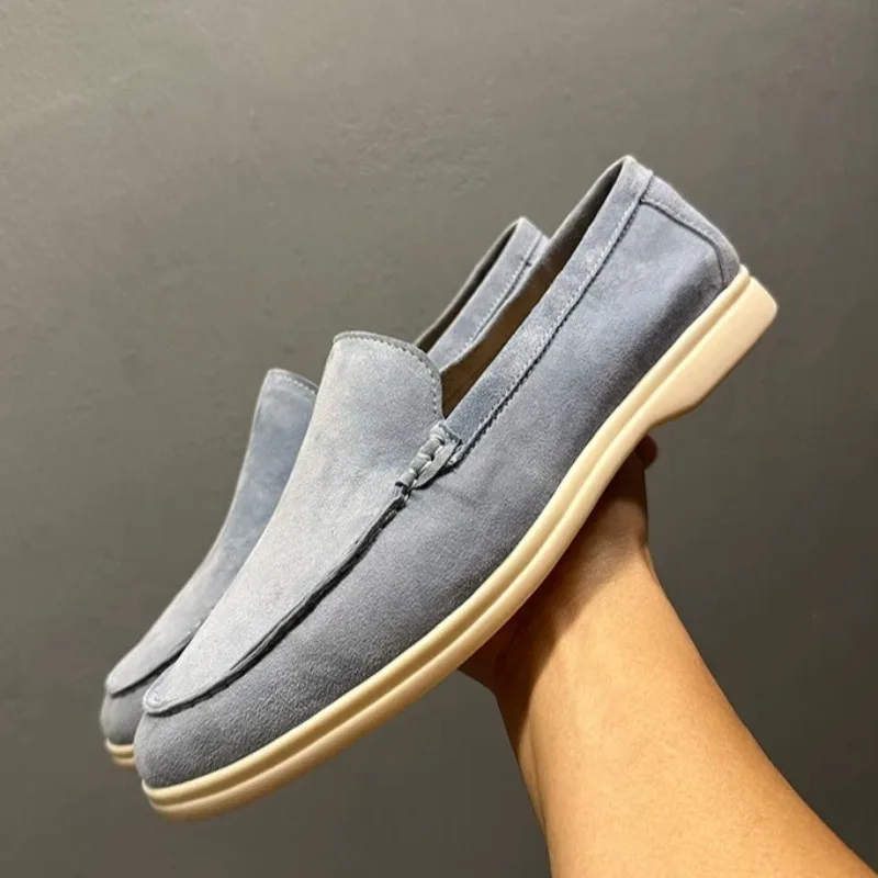 Old Money Style Men Falts High Quality Sheep Suede Loafers British Business Casual Shoes Comfortable Driving Shoes