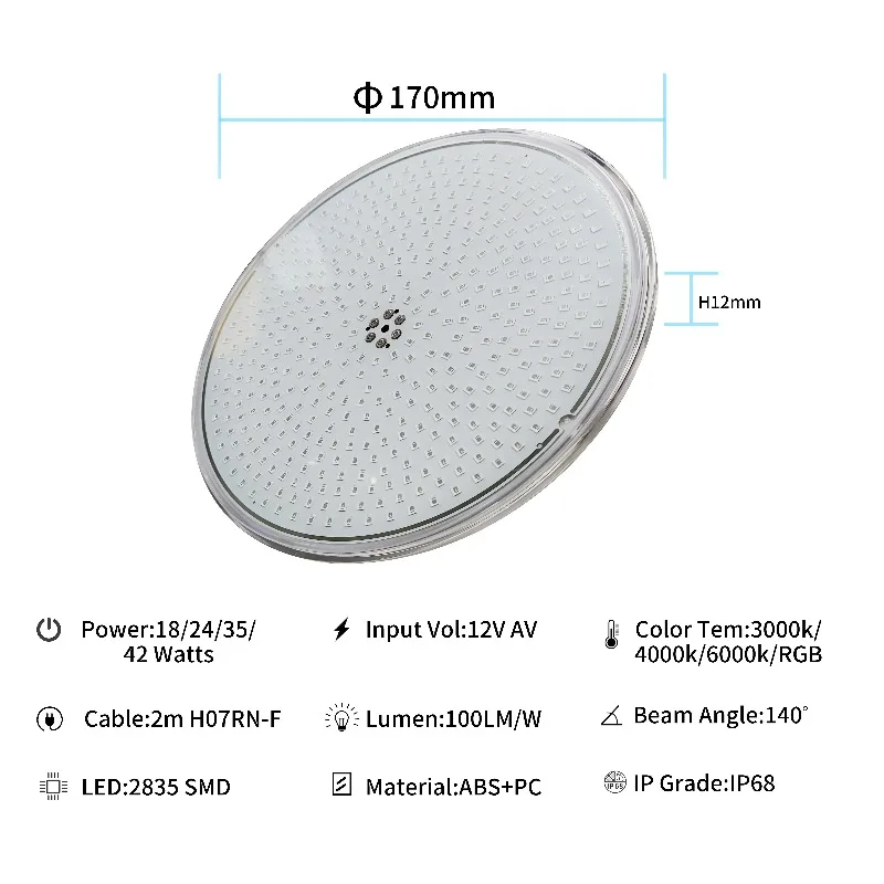 Refined 12W 24W 35W 12V 24V RGB White RGBW Pool Lamp Led Swimming Wall Mounted Pool Light