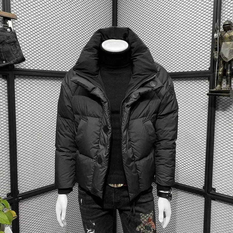 2023 New Men White Duck Down Jacket Winter Coat Frivolous Short Parkas Warm Pure Outwear Leisure Loose Fashion Overcoat