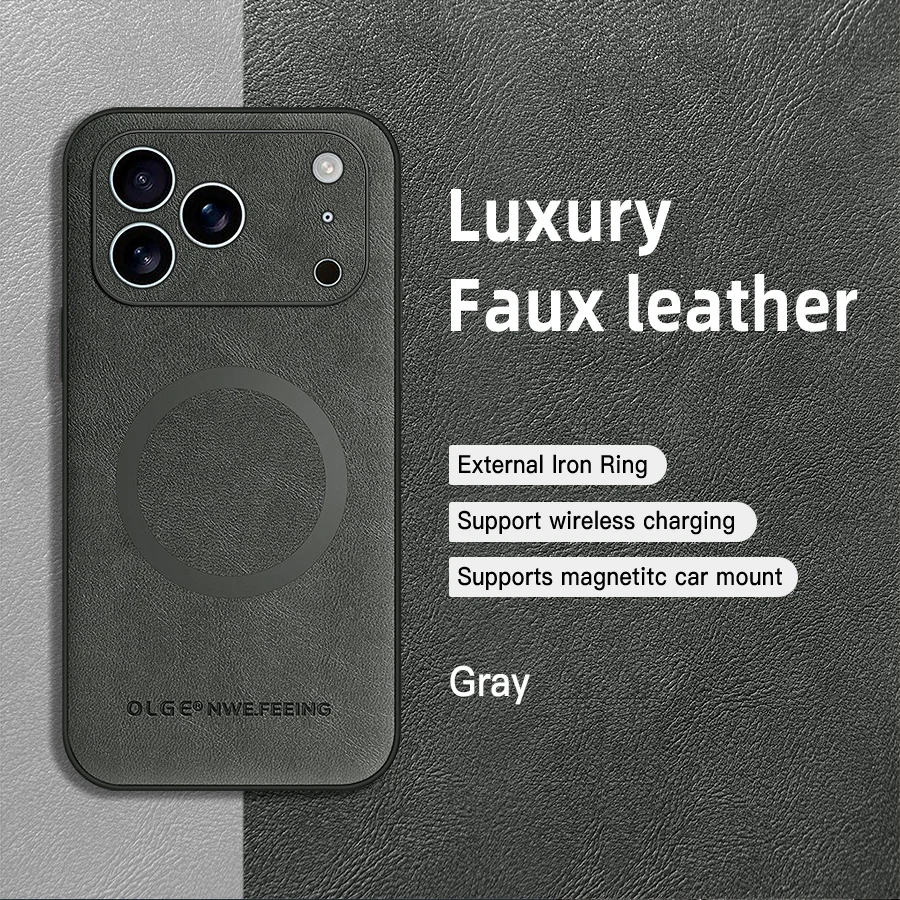 for MagSafe Luxury Leather Case for Apple iPhone 17 Pro Max 16 13 12 14 15 Plus MacSafe Magnetic Wireless Shockproof Cover
