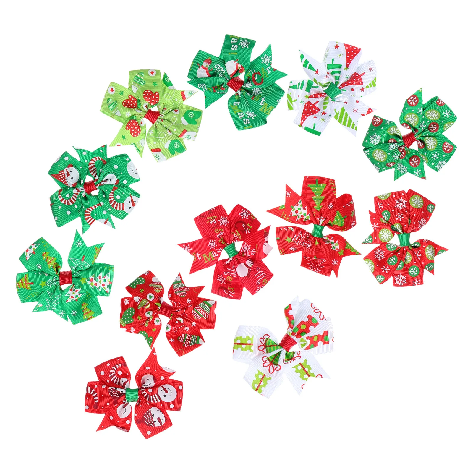 

12Pcs Holiday Hair Bows for Girls Christmas Bow Hairpins Festive Red Green Mini Bow Clips Toddlers -Day Hold Party