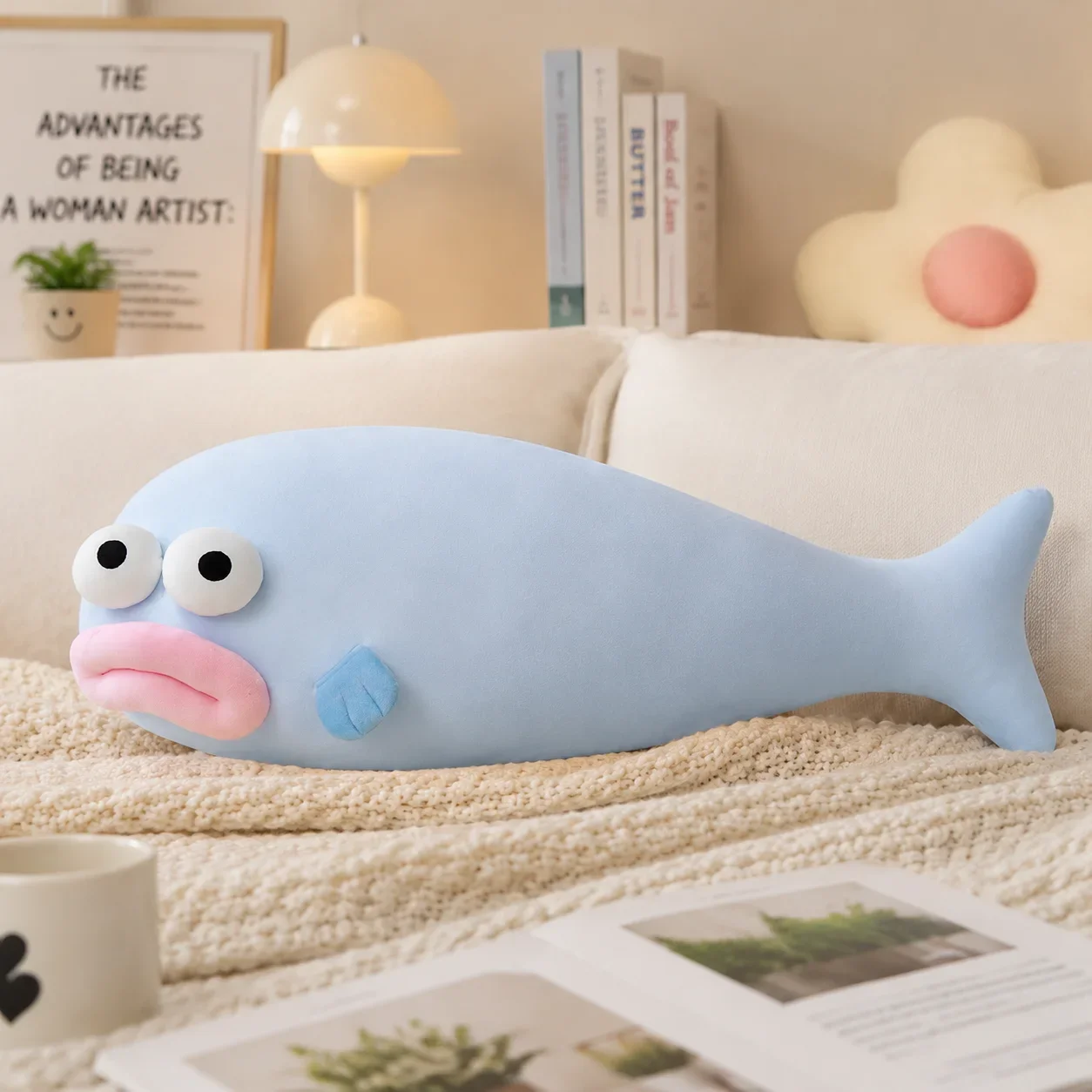 Ice Silk Cooling Fish Plush Pillow Soft Summer Cool Body Cushion Sofa Bed Dorm Home Decorative Cute Kawaii Hugging Pillow