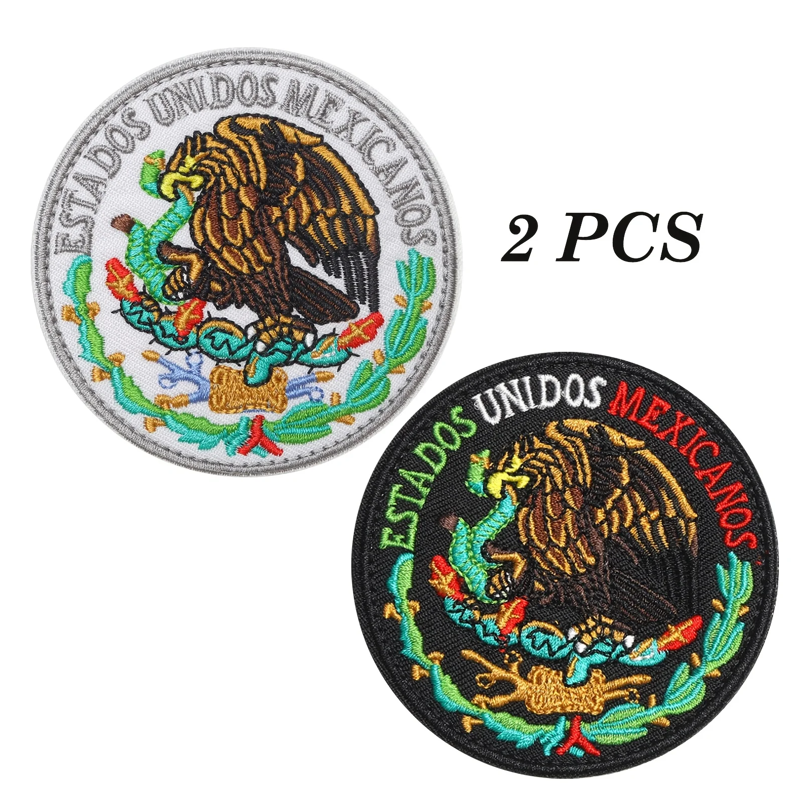 

2PCS Mexico Patch Mexicanos Tactical Patch Hook and Loop Embroidered Patches for Tactical Bags, Vests, Hats etc.