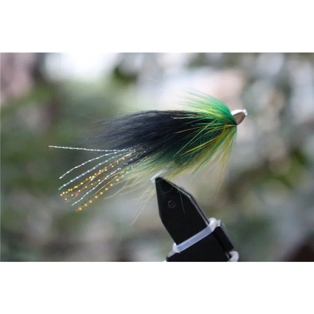 

Tigofly 24 pcs/lot Cone Head Tube Fly Green&Black Streamer Salmon Trout Steelhead Fly Fishing Flies Lures