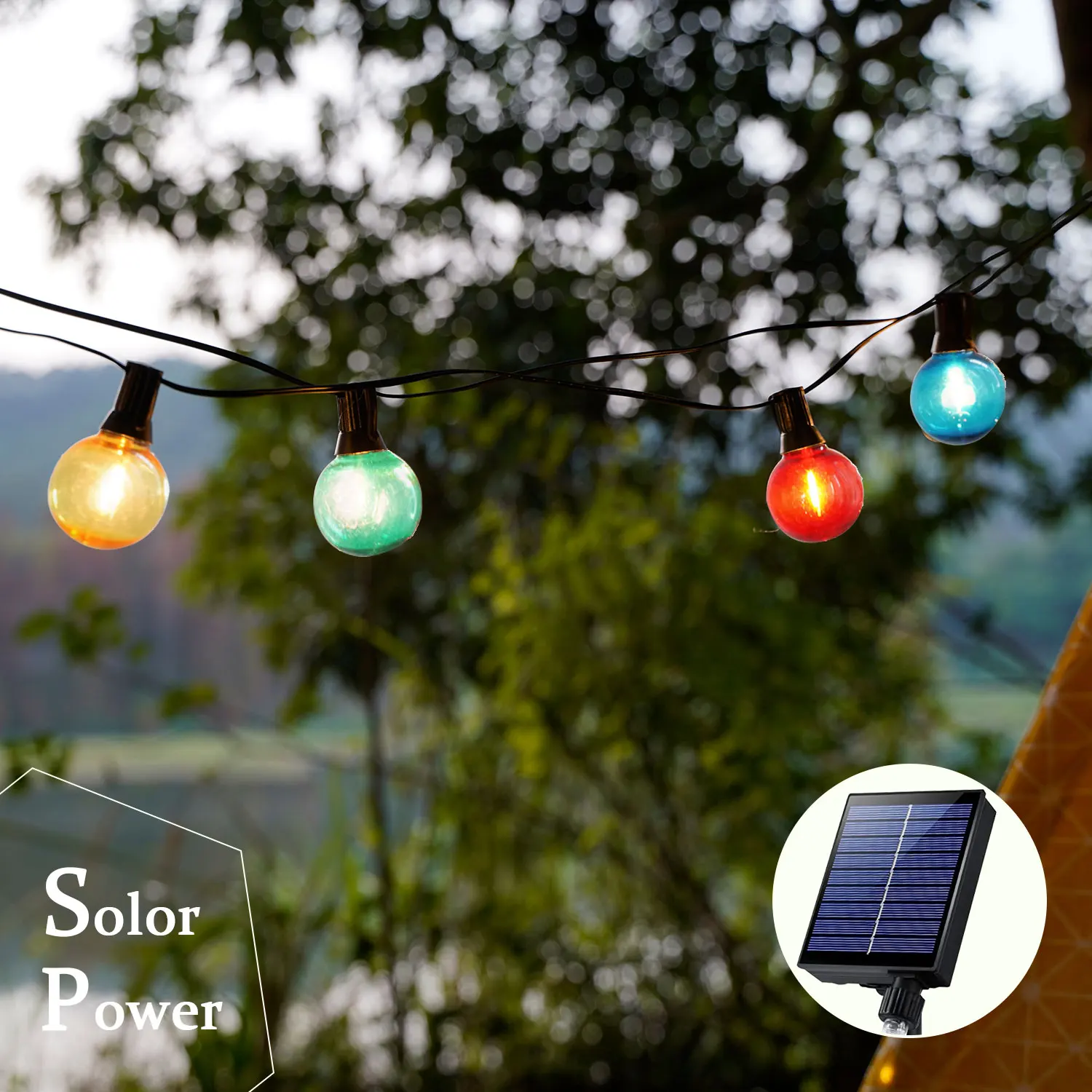 LED String Fairy Lights Solar Power Bulbs 21M Bulbs G40 Outdoor Patio Garden Decoration Waterproof IP44 RGB Ball Party Ornament