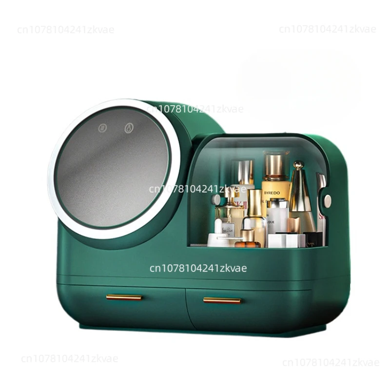 Hot Sale Dust proof Portable Cosmetic Jewelry Storage Box With Led Mirror Makeup Organizer With Drawers With Cool Wind