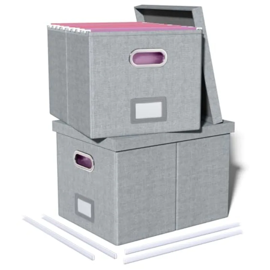 

File Storage Organizer Filing Box Portable File Box with Lid Fit for Letter/Legal File Folder Storage Document Organizer