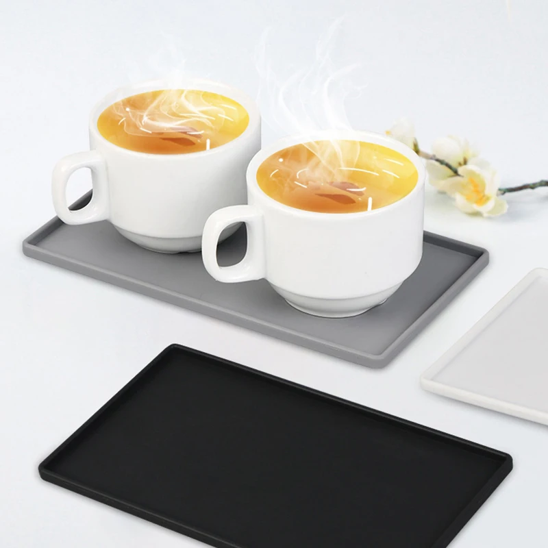 1pc Silicone Coaster Heat Insulation Anti-slip Double  Hotel  Rectangular Gargle  Kitchen Mat Placemat