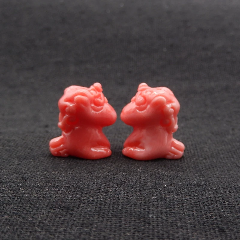 Semi-precious pink conch shell (made from shell powder, color enhanced) carved unicorn pendant beads