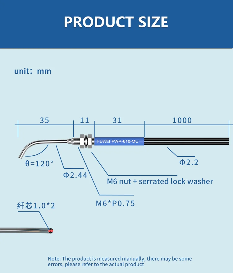 Fuwei FWR-610-MU bogen 90 grad faser optik sensor diffus m3m4m6 sonde faser optik verstärker – Detail 10