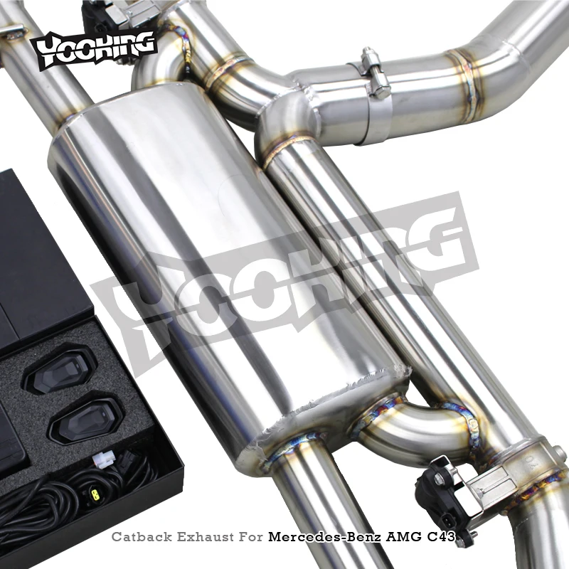 SUS304 Exhaust Pipe System For Mercedes-Benz C43 AMG 3.0L 2020-2024 Valvetronic Muffler With Independent Controller
