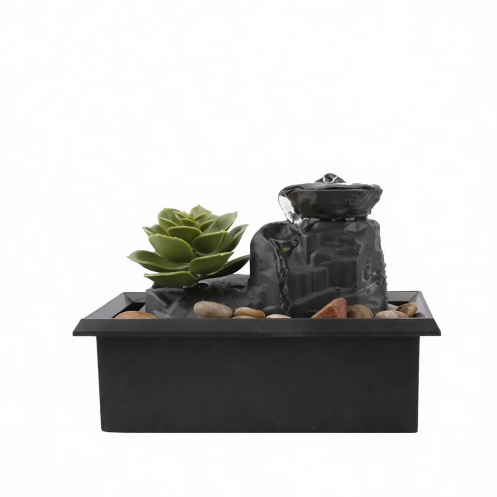 Small Fountain Waterfall Decor For Office Desk Home Living Room Zen Water Feature Ornament With Led Light Interior Gift
