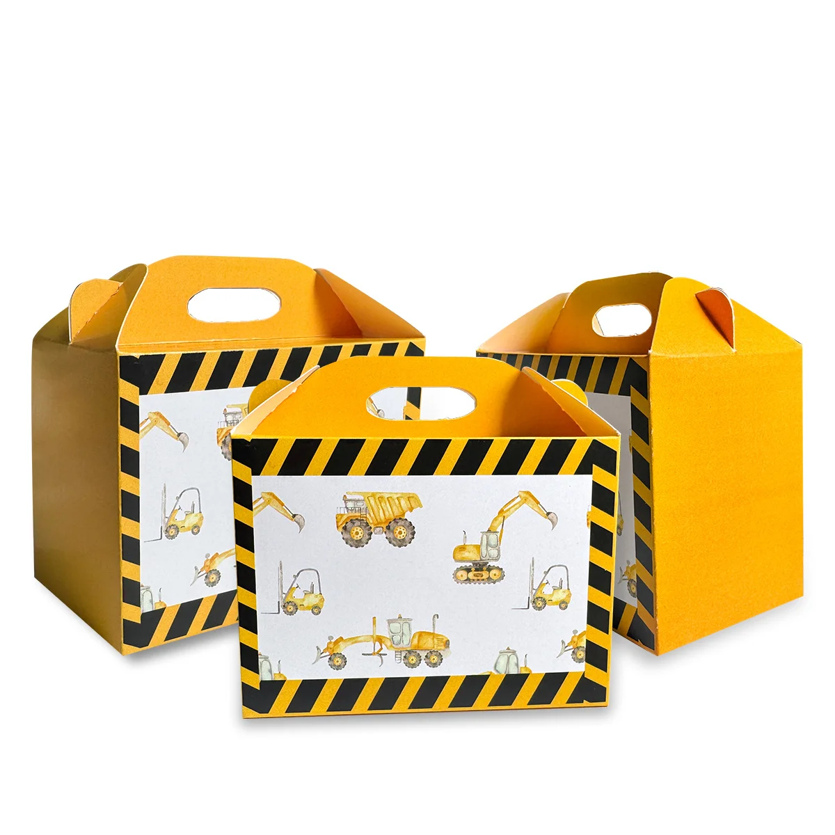 6 Stück Karton-Fahrzeug-Süßigkeitsboxen, Bau-Geschenkboxen für Jungen, Bau, Geburtstag, Party, Dekorationen, Süßigkeiten, Verpackungsversorgung