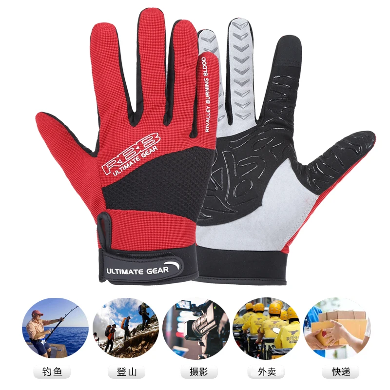 Japan RBB Fishing Gloves Spring Summer Autumn Three Seasons Full Fingers Fishing Gloves Outdoor Mountain Mitten M,L,XL