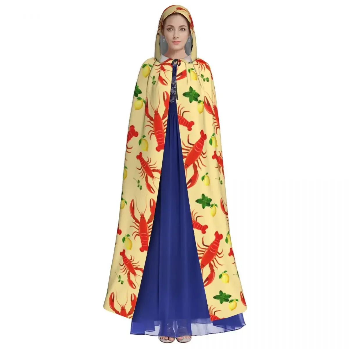 Hooded Unisex with Hood Lobster Sea Food Lemon Pattern Vampire Witch Cape Cosplay Costume