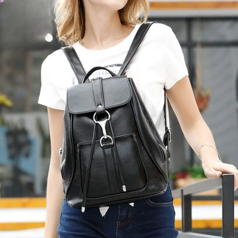 Fashion Texture Drawnstring Backpack Women's New Large-capacity Travel Schoolbag Backpack High Quality and High Appearance Level