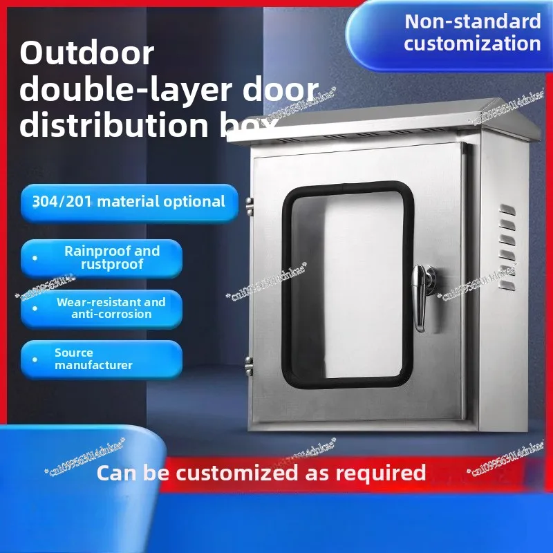 

304 Outdoor Double Door Stainless Steel Distribution Box Outdoor Rainproof Box Monitoring Instrument Box