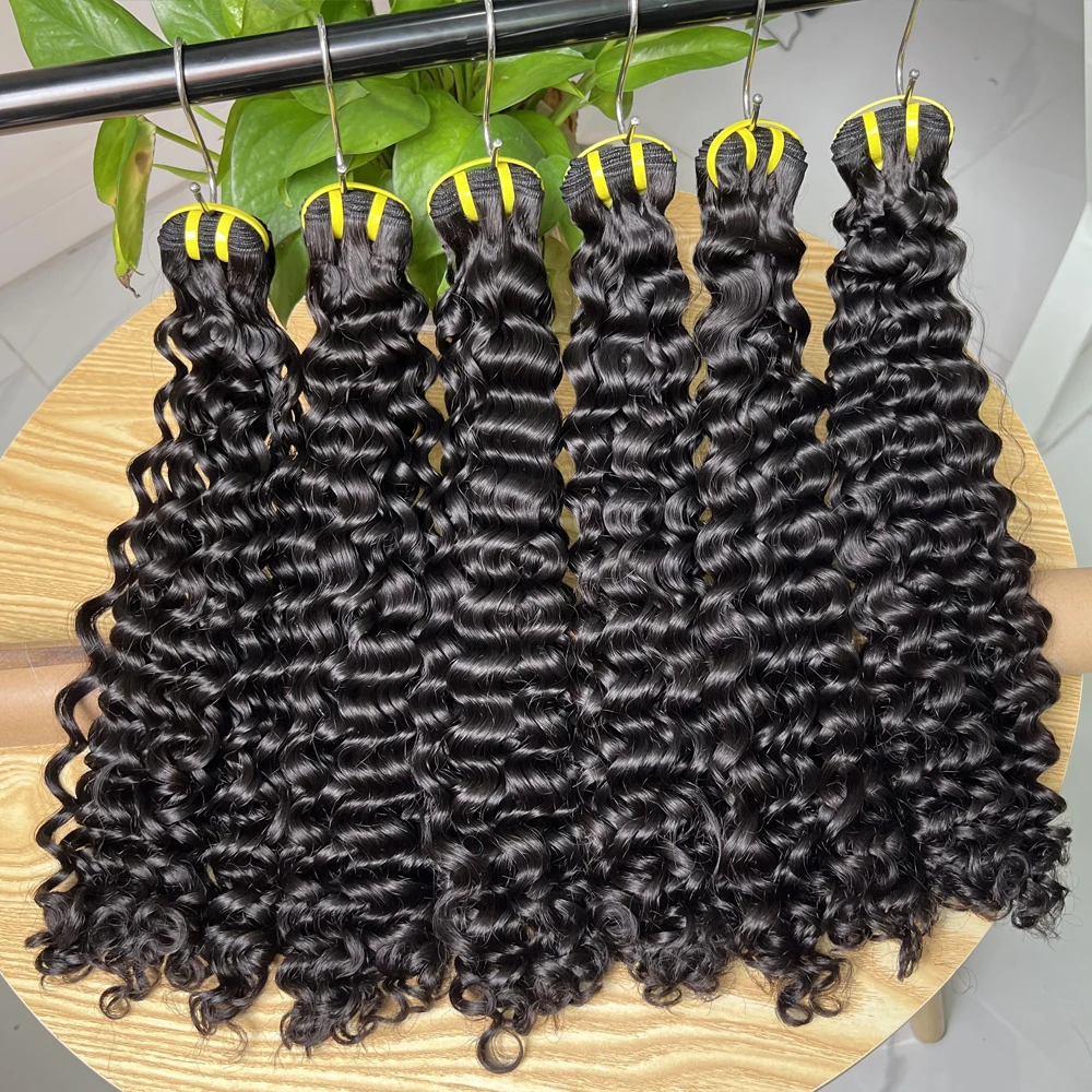 

Натуральные волнистые волосы 15A Super Double Drawn Deep Curly, 100% человеческие волосы, необработанные, вьетнамские, натурального цвета