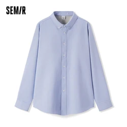 Semir Long Sleeve Shirt Men 2024 Winter New Classic Solid Color Shirt Simple Versatile Commuter Style Long Sleeve Shirt