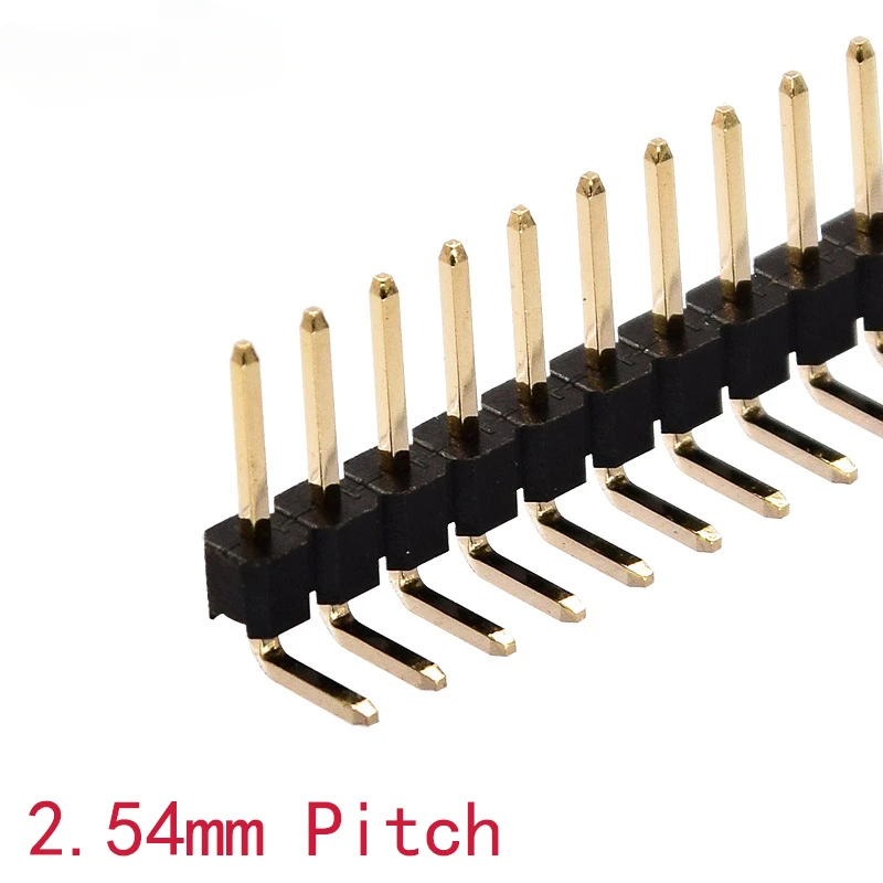 10PCS 1x40P 1*40 Pin 2.54mm Single Row single pin curved Pin Header Connector Strip Curved Needle