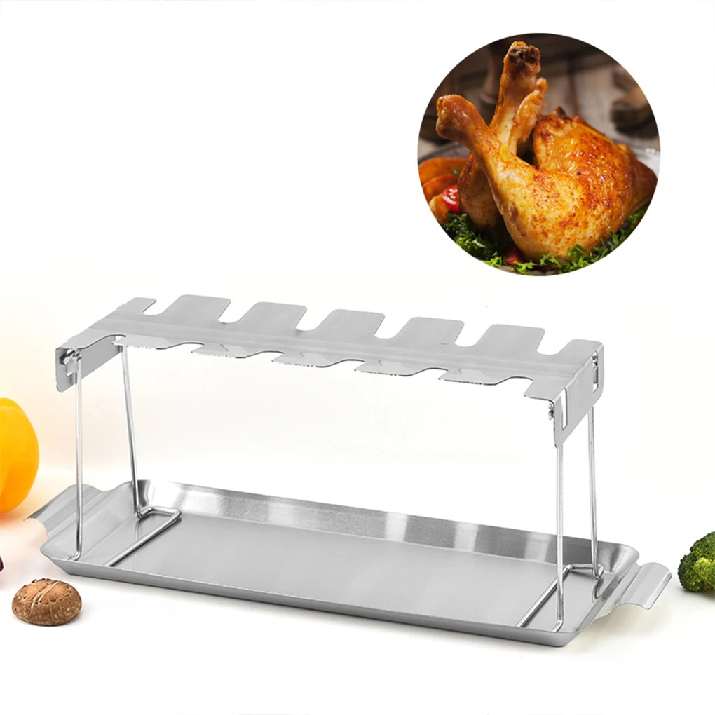 BBQ Stainless Steel Barbecue Chicken Wing and Leg Rack Beef Chicken Wing Leg Grill Barbecue Cooking Drumstick Oven Roaster Stand