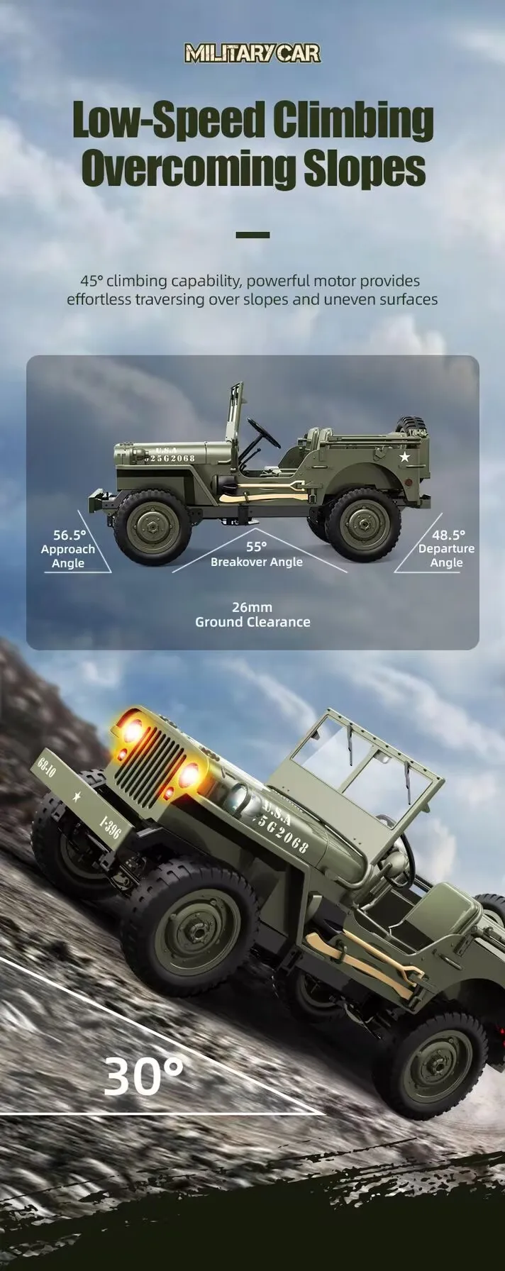 Fern gesteuerte Proportional drossel Offroad-Militär-LKW c8815 Simulation All-Terrain-Offroad-Kletter fahrzeug Modell Witz