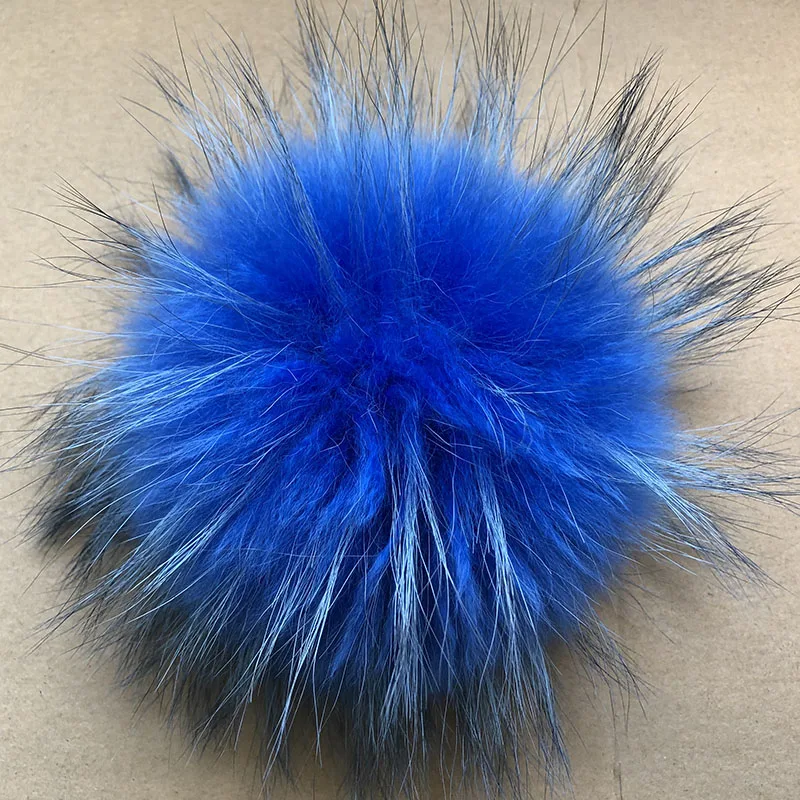 Große flauschige Echtpelz-Fuchs-Pompons mit Knopf, DIY-Pom-Poms aus Waschbärfell, Kugeln, natürliches Fell, Pompon für Schals, Hüte, Mützen, Zubehör – Detail 1