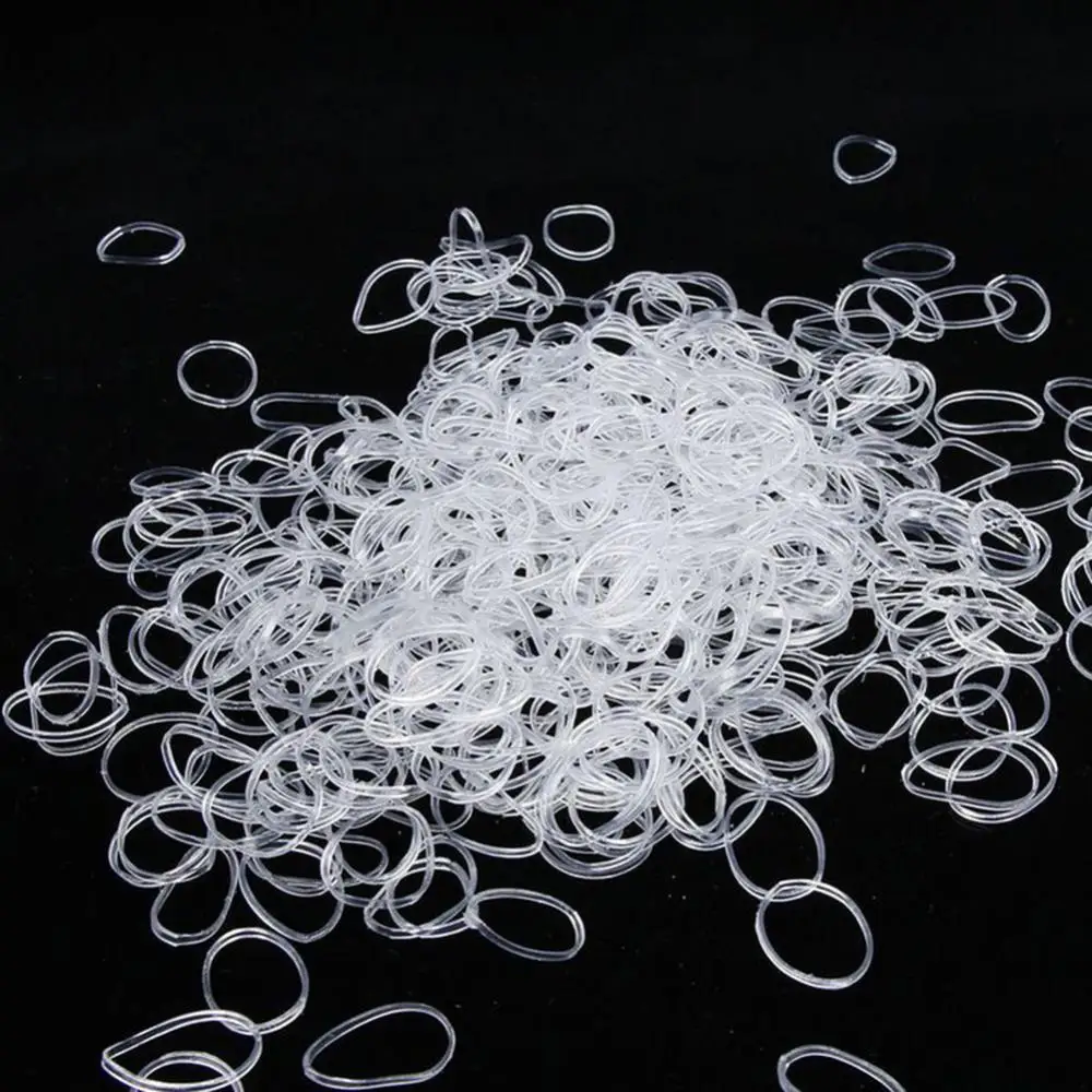 Elastische 500Pcs Wegwerp Clear Rubber Band Haar Ring Bind Stropdas Paardenstaart Houder Voor Gril