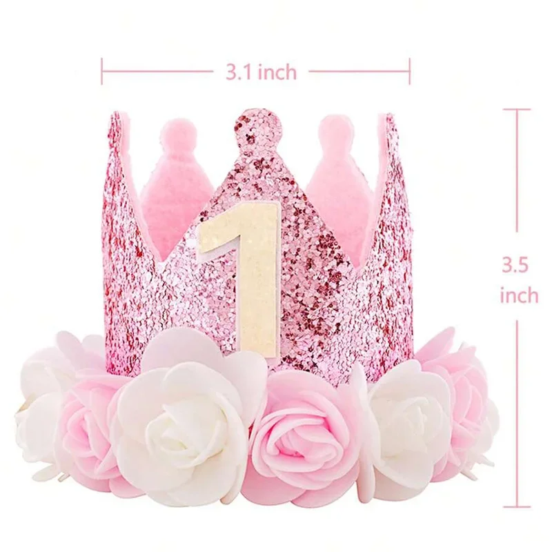 Baby One 1 anno corona di compleanno fai da te accessori fatti a mano 1st Happy Birthday Party fascia per capelli cappello Baby Shower Party Supplies