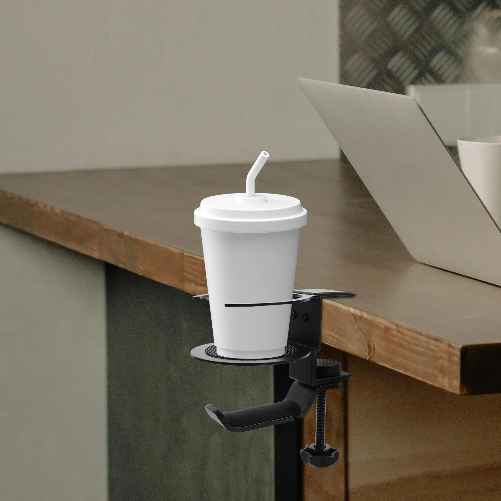 

Держатель для чашки и наушников на стол 2-в-1, вращающийся на 360 градусов, регулируемая подставка для наушников для компьютера и игр