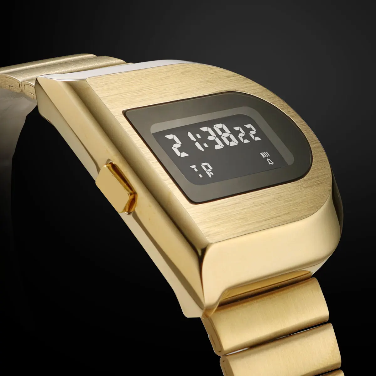 Fashion Unisex Digital Electronic Watch with Stopwatch Backlight Alarm Week Date Stainless Steel Band Wristwatch for Couple 0321